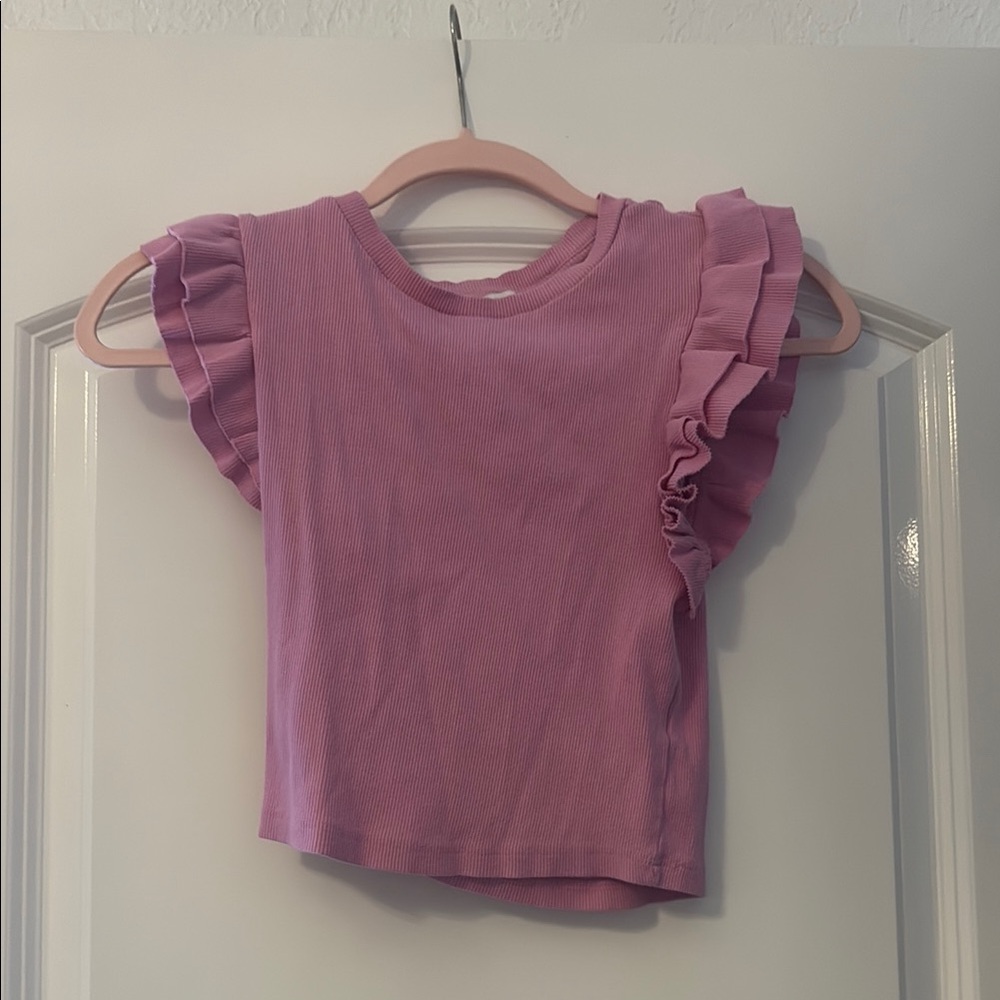 Zara Pink Short Sleeve Ruffle Tee
